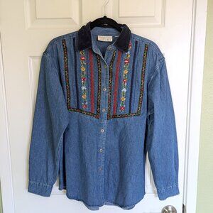 Vintage Casey & Max Floral Denim Shirt
